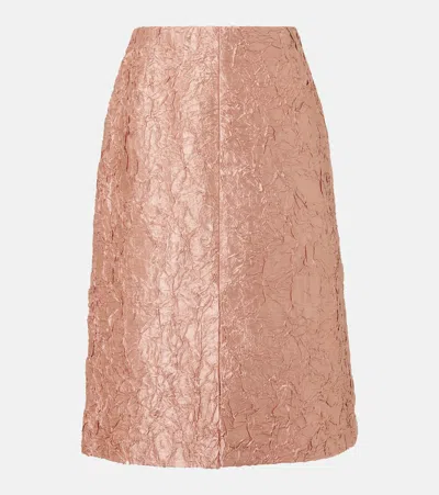 Dries Van Noten Lamé Midi Skirt In Pink