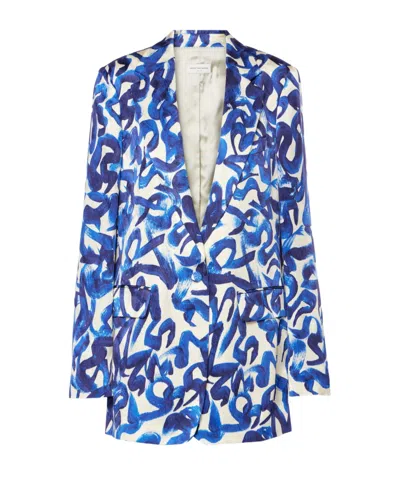 Dries Van Noten Lapel Long-sleeved Suit Jacket In Blue