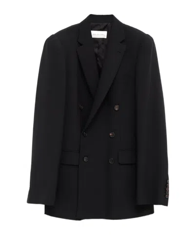 Dries Van Noten Lapel Long-sleeved Suit Jacket In Black