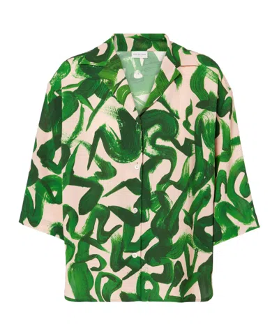 Dries Van Noten Lapel Short-sleeved Shirt In Green