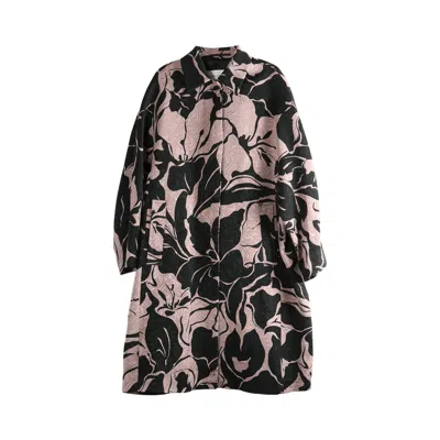 Pre-owned Dries Van Noten Large Couture Floral Print Roolsy Coat 'black' | Women's Size 36