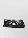 Dries Van Noten Large Leather Clutch Bag With Resin Top Handle In Black