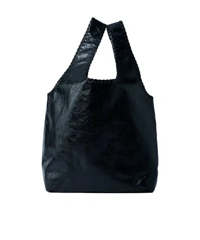 Dries Van Noten Large Leather Tote Bag In Black