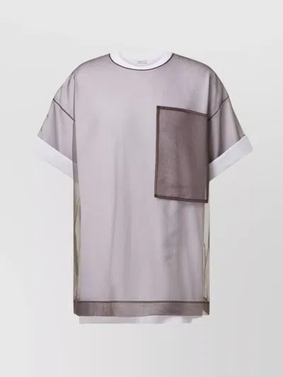 DRIES VAN NOTEN LAYERED COTTON BLEND T-SHIRT WITH SHEER OVERLAY