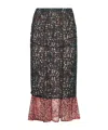 Dries Van Noten Women Printed Nylon Mesh Layered Skirt In Black