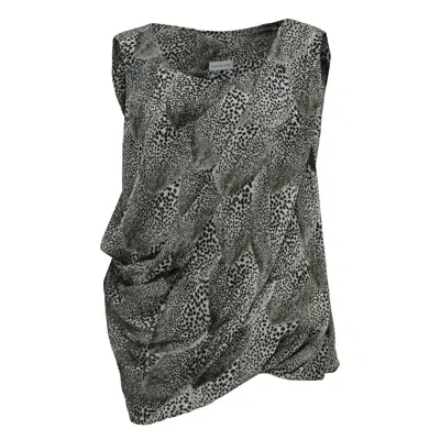 Dries Van Noten Layered Petals Viscose Silk Blouse In Gray