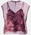 Dries Van Noten Layered Printed Silk-blend Top In Burgundy