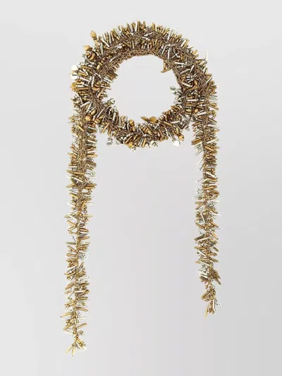 Dries Van Noten Layered Scarf Pendant Necklace Adjustable Length In Gold