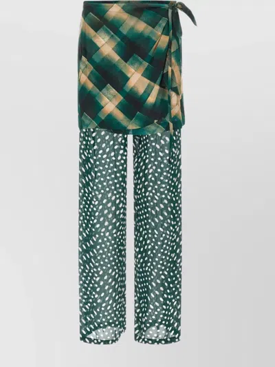 Dries Van Noten Layered Sheer Tie Waist Wrap Trousers In Multi