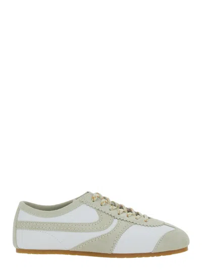 Dries Van Noten Leather And Suede Colorblock Low-top Sneaker In White