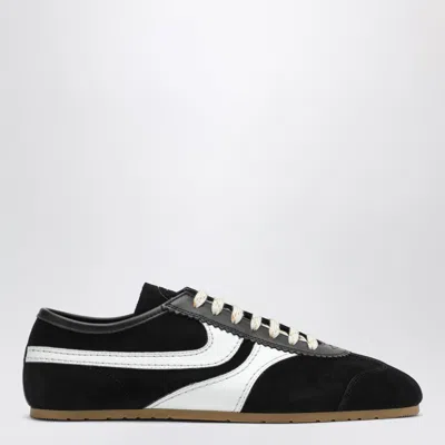 Dries Van Noten Leather And Suede Low-top Sneakers In Black