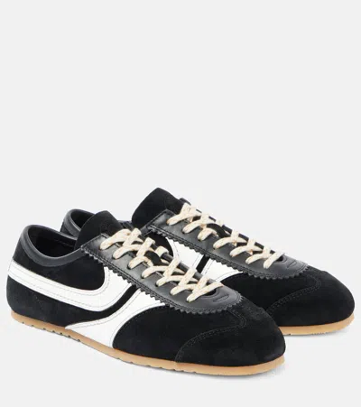 Dries Van Noten Leather And Suede Sneakers In Black