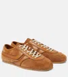 Dries Van Noten Stitched Contrast Rubber Sole Suede Panel Sneakers In Brown