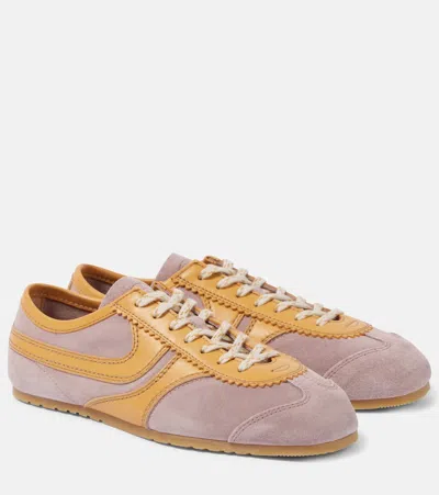 Dries Van Noten Leather-trimmed Suede Sneakers In Pink