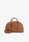 Dries Van Noten Leather-trimmed Suede Duffel Bag In Brown