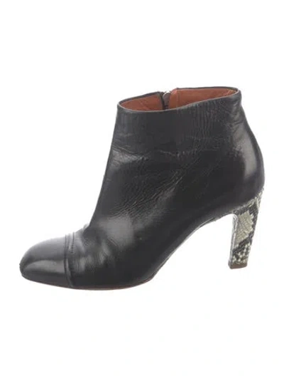 Pre-owned Dries Van Noten Leather Animal Print Boots In Black