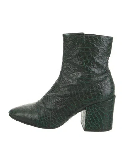 Pre-owned Dries Van Noten Leather Animal Print Boots In Green