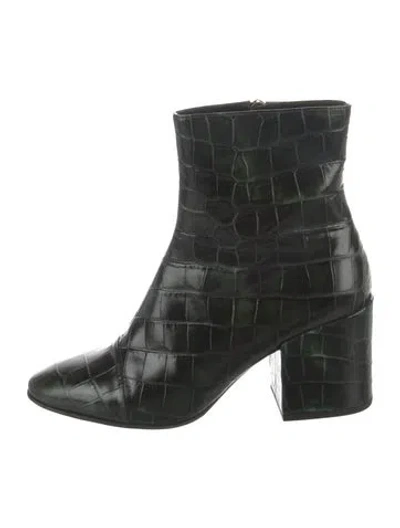 Pre-owned Dries Van Noten Leather Animal Print Boots In Green