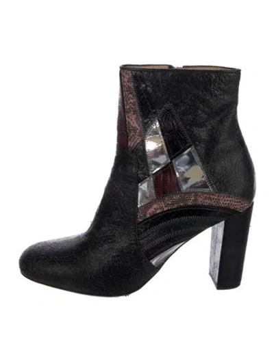 Pre-owned Dries Van Noten Leather Animal Print Boots In Multi