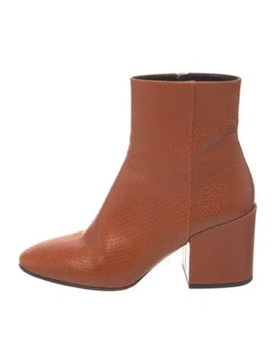 Pre-owned Dries Van Noten Leather Animal Print Boots In Orange