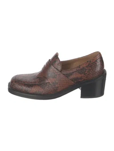 Pre-owned Dries Van Noten Leather Animal Print Loafers In Brown
