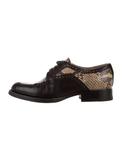 Pre-owned Dries Van Noten Leather Animal Print Oxfords In Black