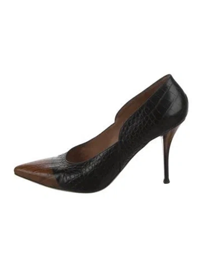 Pre-owned Dries Van Noten Leather Animal Print Pumps In Black