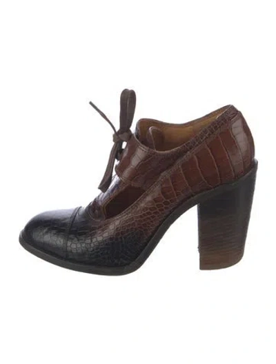 Pre-owned Dries Van Noten Leather Animal Print Pumps In Black/brown