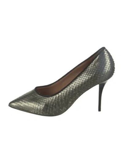 Pre-owned Dries Van Noten Leather Animal Print Pumps In Gold/metallic