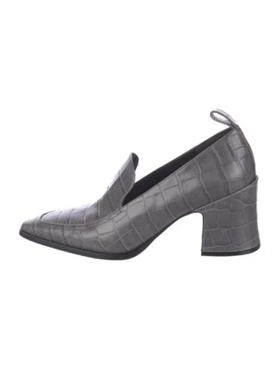 Pre-owned Dries Van Noten Leather Animal Print Pumps In Gray