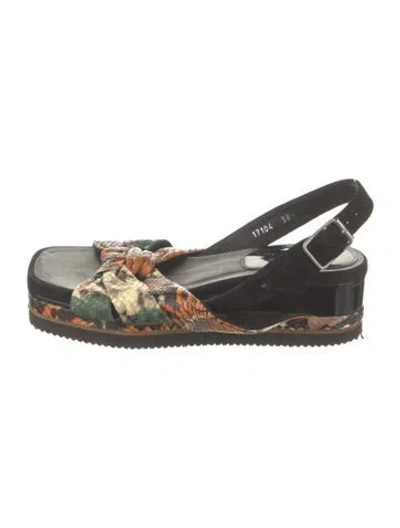 Pre-owned Dries Van Noten Leather Animal Print Sandals In Black