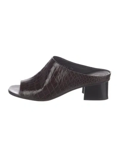 Pre-owned Dries Van Noten Leather Animal Print Slides In Burgundy