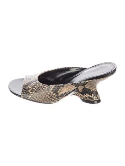 Pre-owned Dries Van Noten Leather Animal Print Slides In Multicolor