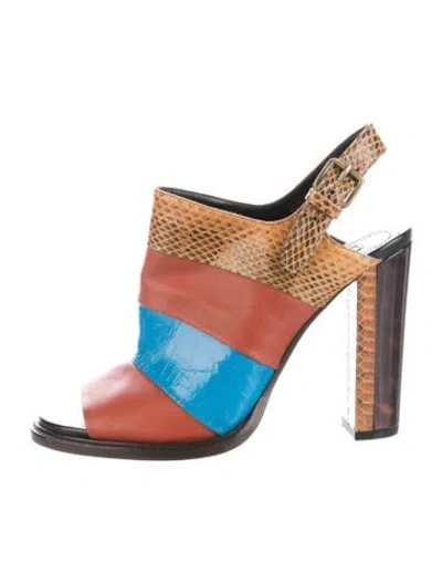 Pre-owned Dries Van Noten Leather Animal Print Slingback Sandals In Red