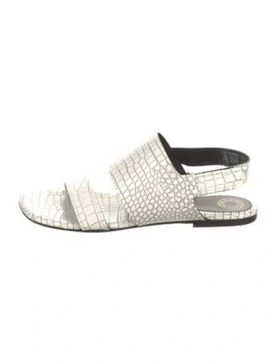 Pre-owned Dries Van Noten Leather Animal Print Slingback Sandals In White