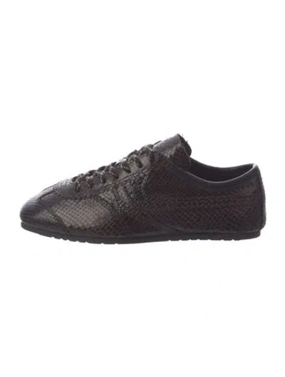 Pre-owned Dries Van Noten Leather Animal Print Sneakers In Brown