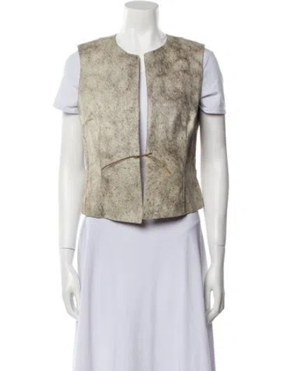 Pre-owned Dries Van Noten Leather Animal Print Vest In Neutral