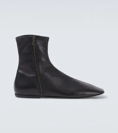 Dries Van Noten Brown Leather Boots In Black