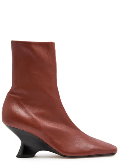 Dries Van Noten Leather Ankle Boots In Brown
