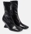 Dries Van Noten Leather Wedge Ankle Boots Shoes In Schwarz