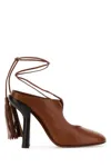 Dries Van Noten Leather Ankle-strap Heel In Brown