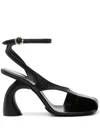 Dries Van Noten Black Asymmetric Heeled Sandals In Black