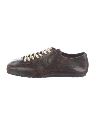 Pre-owned Dries Van Noten Leather Athletic Sneakers In Brown