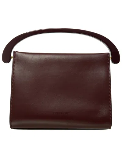 Dries Van Noten Leather Bag With Handle In Burgundy