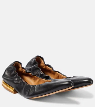 Dries Van Noten Leather Ballet Flats In Black