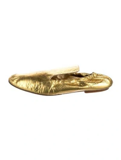 Pre-owned Dries Van Noten Leather Ballet Flats In Gold