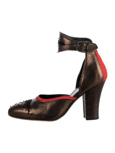 Pre-owned Dries Van Noten Leather Beaded Accents Pumps In Brown