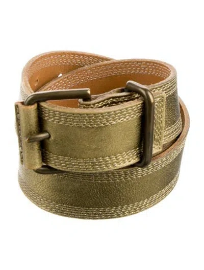 Pre-owned Dries Van Noten Leather Belt In Gold