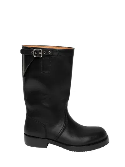 Dries Van Noten Leather Biker Boots In Black