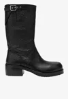 Dries Van Noten Mid Calf Boots Chunky Heel Closed Toe In Black